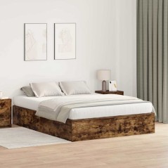 vidaXL Letto con contenitore rovere fumè 140x200 cm
