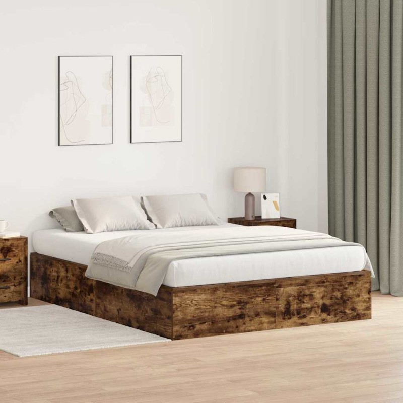 vidaXL Letto con contenitore rovere fumè 140x200 cm vidaXL Letto con contenitore rovere fumè 140x200 cm