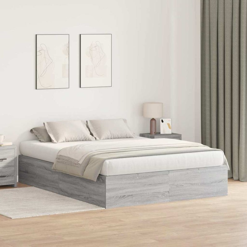vidaXL Letto con contenitore grigio Sonoma 140x200 cm vidaXL Letto con contenitore grigio Sonoma 140x200 cm