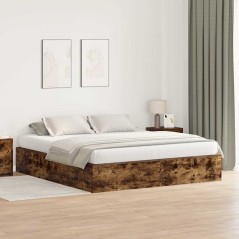 vidaXL Letto con contenitore in rovere affumicato 180x200 cm