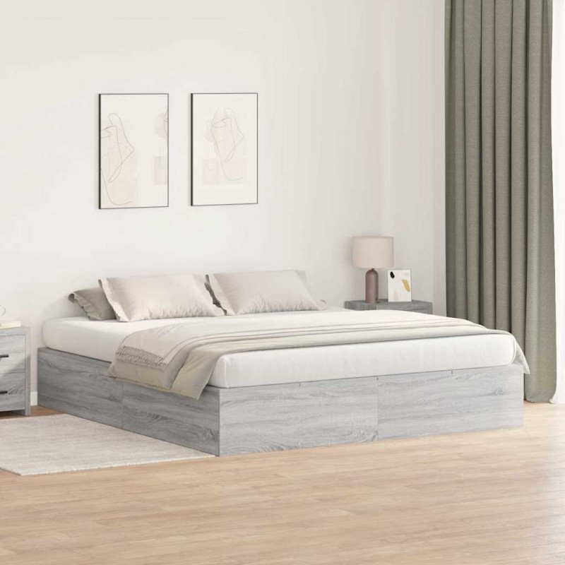 vidaXL Letto Contenitore Grigio Sonoma 180x200 cm vidaXL Letto Contenitore Grigio Sonoma 180x200 cm