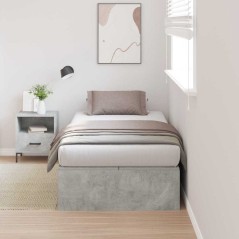 vidaXL Struttura letto grigio cemento 75x190 cm in legno ingegnerizzato.