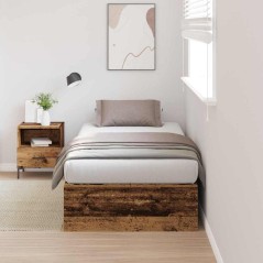 vidaXL Struttura letto con contenitore legno vecchio 75x190 cm in legno ingegnerizzato.