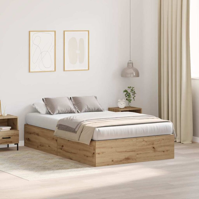 vidaXL Struttura letto con contenitore in rovere artigianale 120x190 cm vidaXL Struttura letto con contenitore in rovere artigianale 120x190 cm