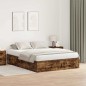 vidaXL Struttura letto contenitore rovere affumicato 135x190 cm vidaXL Struttura letto contenitore rovere affumicato 135x190 cm
