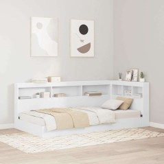 vidaXL Testata contenitore con lo scaffale con testiera con archiviazione Bianco 90 cm Melamina