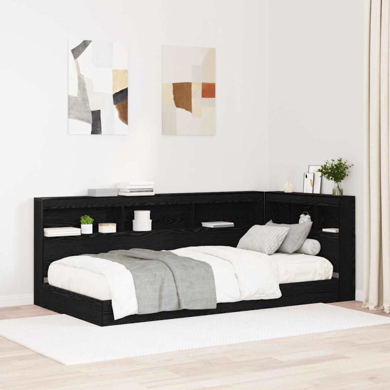 vidaXL Testata contenitore con lo scaffale con testiera Rovere nero 90 cm Melamina vidaXL Testata contenitore con lo scaffale con testiera Rovere nero 90 cm Melamina
