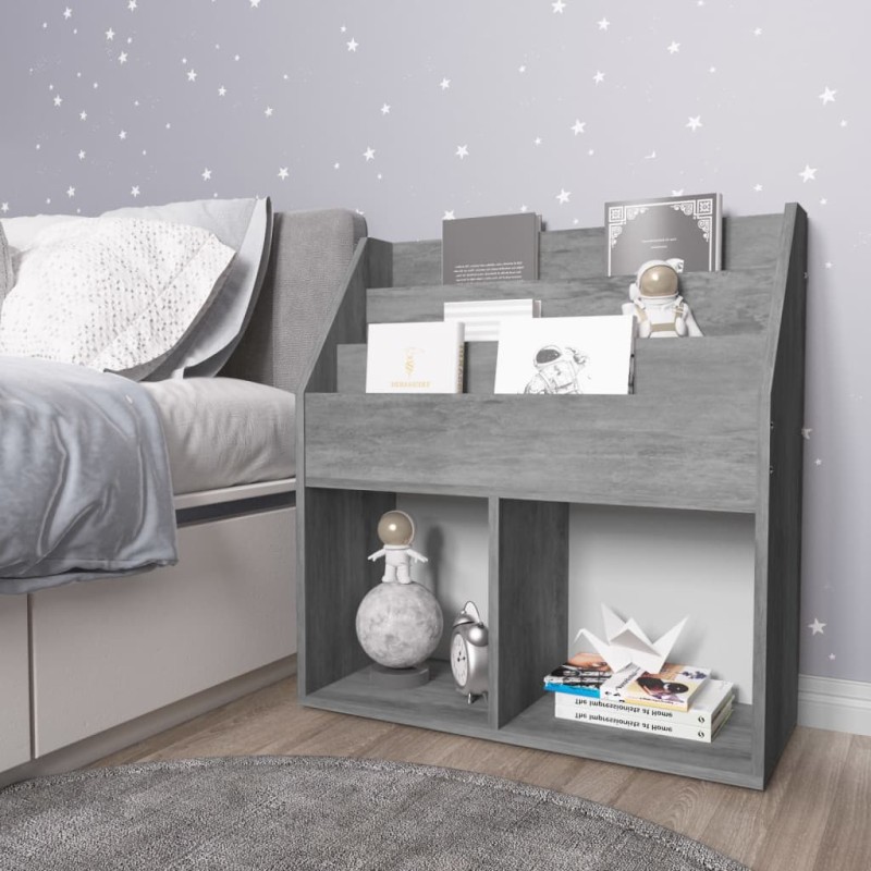 Portariviste per Bambini Grigio Cemento 71x30x78,5cm Truciolato