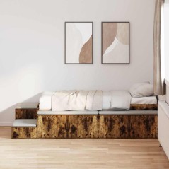 vidaXL Struttura Letto Storage Quercia Affumicata 100x200 cm