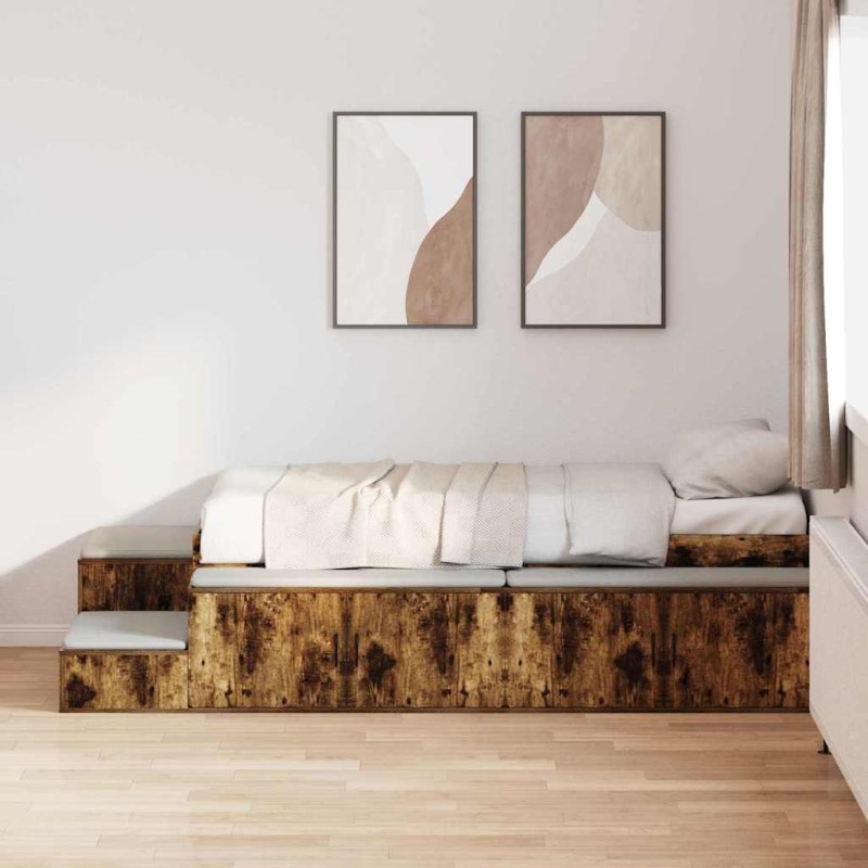 vidaXL Struttura Letto Storage Quercia Affumicata 100x200 cm