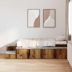 vidaXL Struttura Letto con Spazio di Archiviazione in Legno Antico 90x200 cm