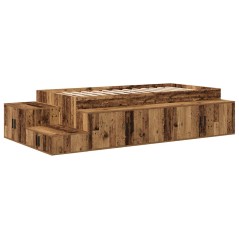 vidaXL Struttura Letto con Spazio di Archiviazione in Legno Antico 90x200 cm
