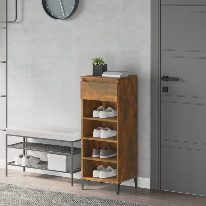 Scarpiera Rovere Fumo 40x36x105 cm in Legno Multistrato Scarpiera Rovere Fumo 40x36x105 cm in Legno Multistrato