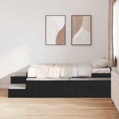 vidaXL Letto con contenitore in rovere nero 80x200 cm
