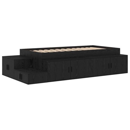 vidaXL Letto con contenitore in rovere nero 80x200 cm