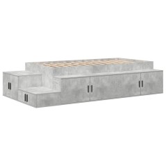 vidaXL Struttura Letto da Stoccaggio Grigio Cemento 75x190 cm
