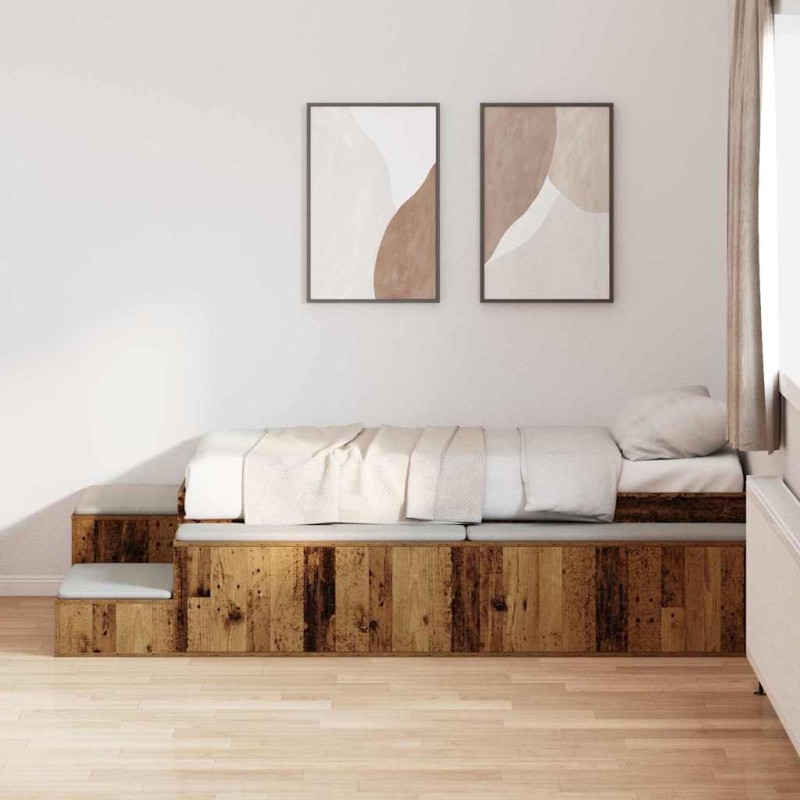 vidaXL Letto contenitore in legno vecchio 75x190 cm vidaXL Letto contenitore in legno vecchio 75x190 cm