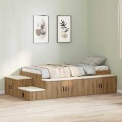 vidaXL Struttura Letto di Stoccaggio in Rovere Artigianale 75x190 cm