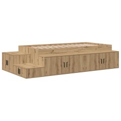 vidaXL Struttura Letto di Stoccaggio in Rovere Artigianale 75x190 cm