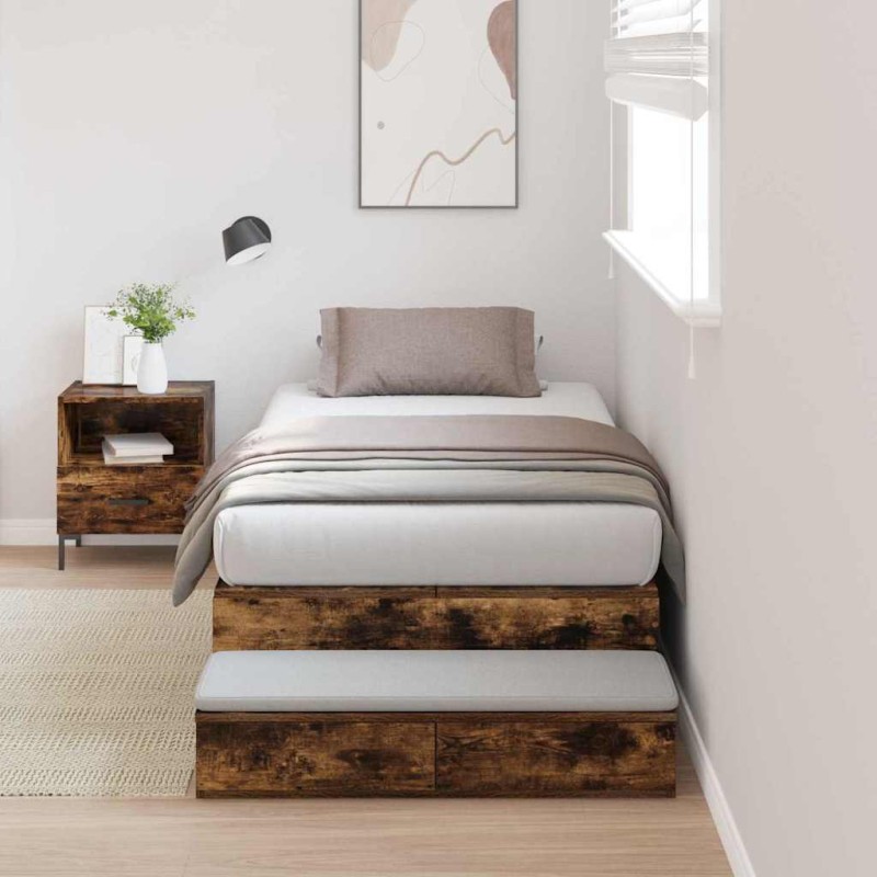 vidaXL Struttura letto contenitore in rovere affumicato 80x200 cm vidaXL Struttura letto contenitore in rovere affumicato 80x200 cm