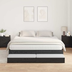 vidaXL Struttura letto contenitore Nero Rovere 200x200 cm