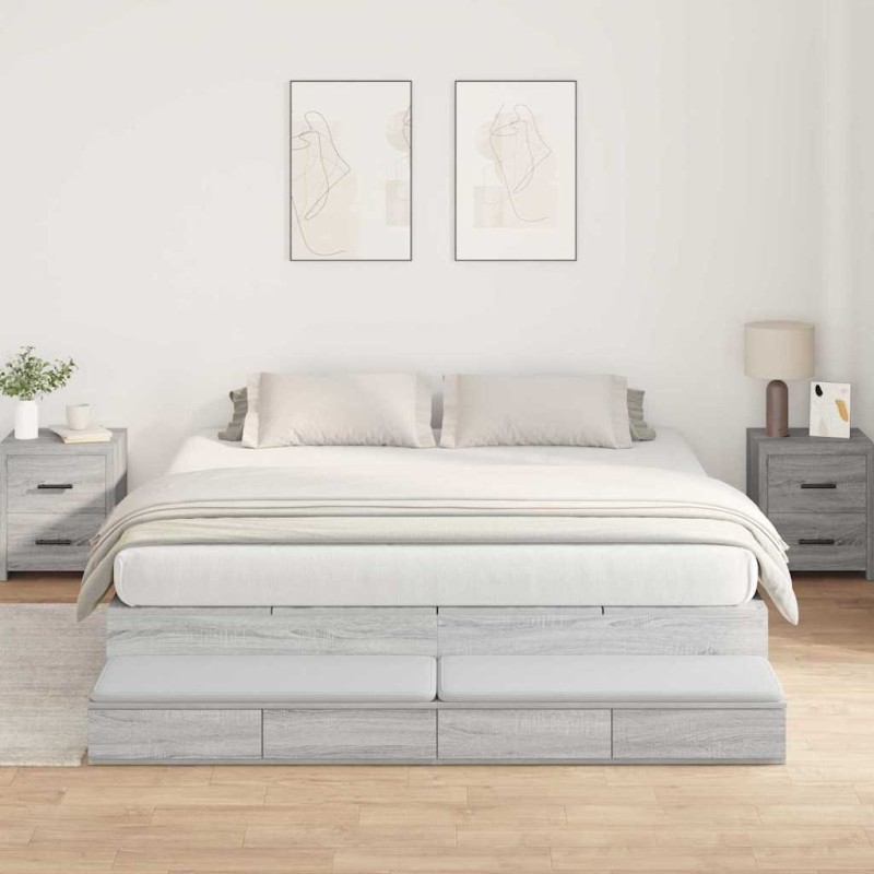 vidaXL Struttura Letto Grigio Sonoma 200x200 cm vidaXL Struttura Letto Grigio Sonoma 200x200 cm
