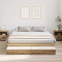 vidaXL Struttura letto con contenitore Rovere Artigianale 200x200 cm