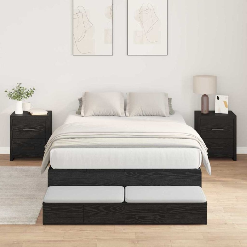 vidaXL Struttura letto Rovere Nero 120x200 cm vidaXL Struttura letto Rovere Nero 120x200 cm