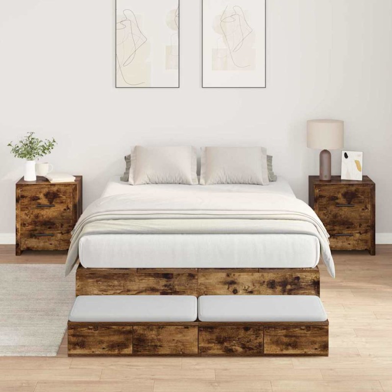 vidaXL Struttura letto rovere affumicato 120x200 cm vidaXL Struttura letto rovere affumicato 120x200 cm