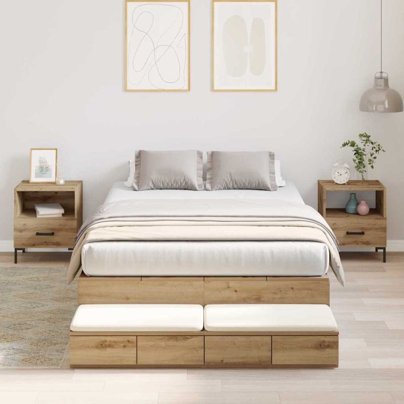 vidaXL Struttura Letto con Contenitore Rovere Artigianale 120x200 cm vidaXL Struttura Letto con Contenitore Rovere Artigianale 120x200 cm