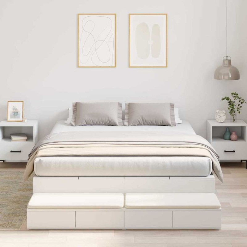 vidaXL Struttura letto con contenitore bianco 140x200 cm