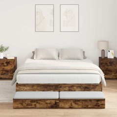 vidaXL Struttura Letto Rovere Affumicato 140x200 cm