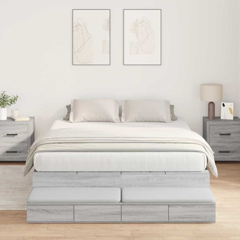 vidaXL Struttura Letto con Contenitore Grigia Sonoma 150x200 cm vidaXL Struttura Letto con Contenitore Grigia Sonoma 150x200 cm