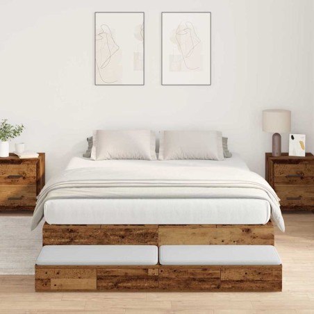 vidaXL Struttura Letto con Contenitore in Legno Vecchio 150x200 cm