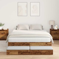 vidaXL Struttura letto con contenitore in legno vecchio 160x200 cm