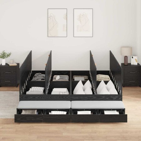 vidaXL Struttura letto contenitore Rovere Nero 180x200 cm