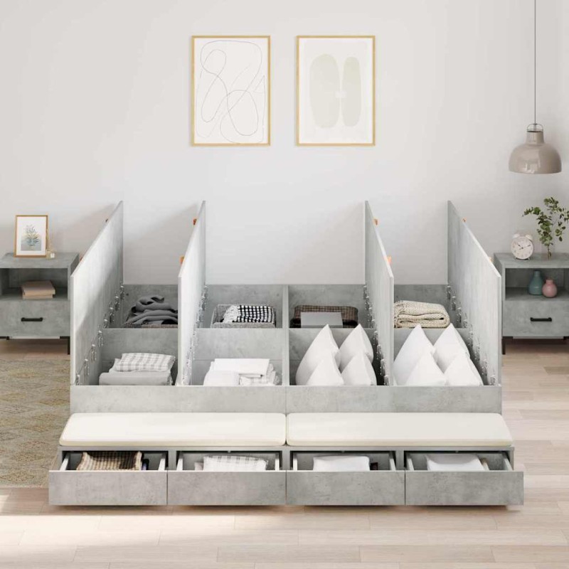 vidaXL Struttura Letto Grigio Calcestruzzo 180x200 cm vidaXL Struttura Letto Grigio Calcestruzzo 180x200 cm