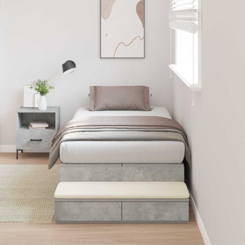 vidaXL Struttura Letto con Contenitore Grigio Cemento 90x190 cm vidaXL Struttura Letto con Contenitore Grigio Cemento 90x190 cm