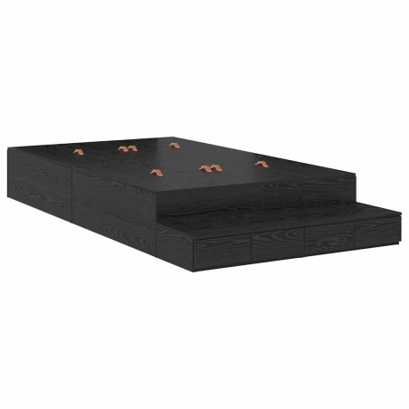 vidaXL Struttura letto con contenitore in rovere nero 120x190 cm