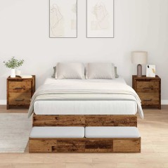 vidaXL Struttura Letto con Contenitore in Legno Invecchiato 120x190 cm