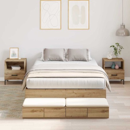 vidaXL Struttura letto contenitore in quercia artigianale 120x190 cm
