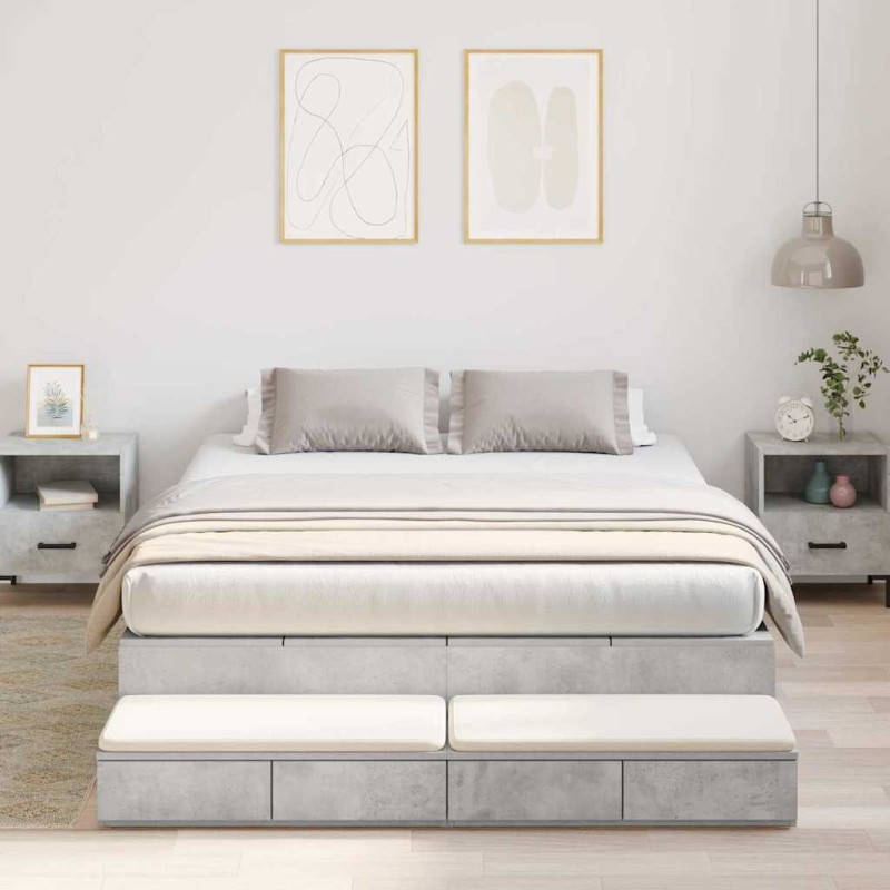 vidaXL Struttura letto contenitore Grigio cemento 140x190 cm vidaXL Struttura letto contenitore Grigio cemento 140x190 cm