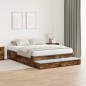 vidaXL Struttura letto contenitore Quercia affumicata 140x190 cm