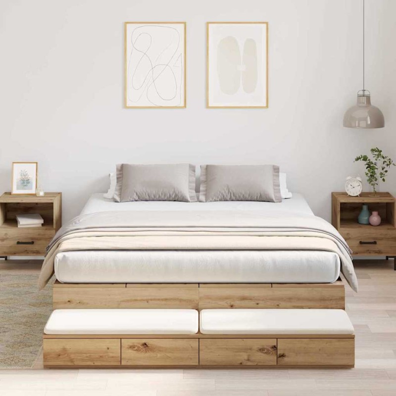 vidaXL Struttura Letto Contenitore in Rovere Artisan 140x190 cm