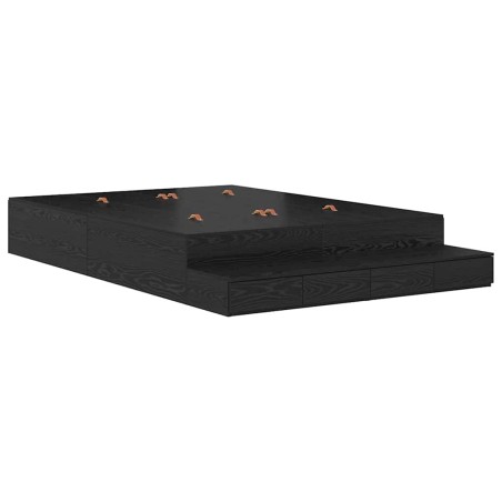 vidaXL Struttura letto contenitore Nero Quercia 135x190 cm