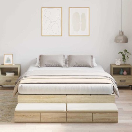 vidaXL Struttura letto con contenitore in rovere Sonoma 135x190 cm