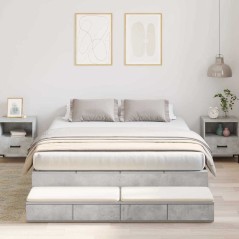 vidaXL Struttura Letto con Contenitore Grigio Cemento 135x190 cm
