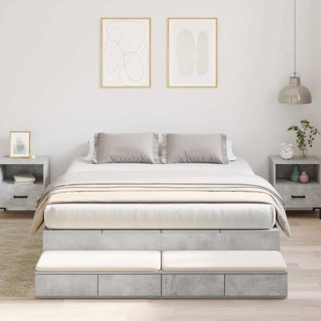 vidaXL Struttura Letto con Contenitore Grigio Cemento 135x190 cm