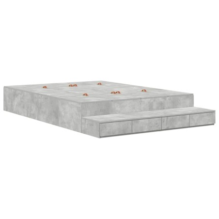 vidaXL Struttura Letto con Contenitore Grigio Cemento 135x190 cm