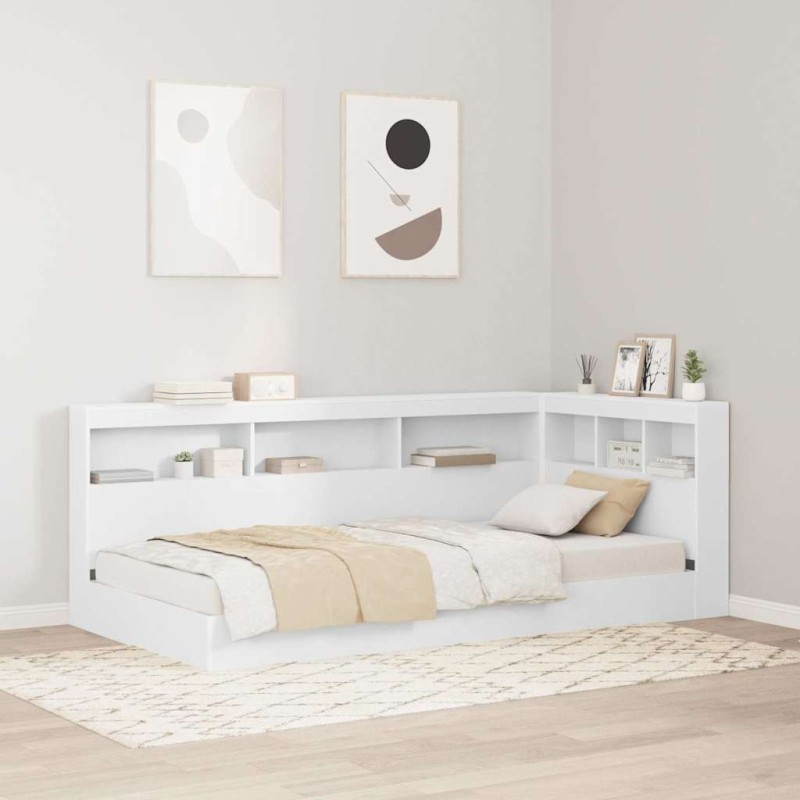 vidaXL Letto a Libreria Bianco 90x200 cm in Legno Ingegnerizzato